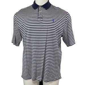 Ralph Lauren Polo Golf Shirt Mens Large White Black Striped Short Sleeve (285)